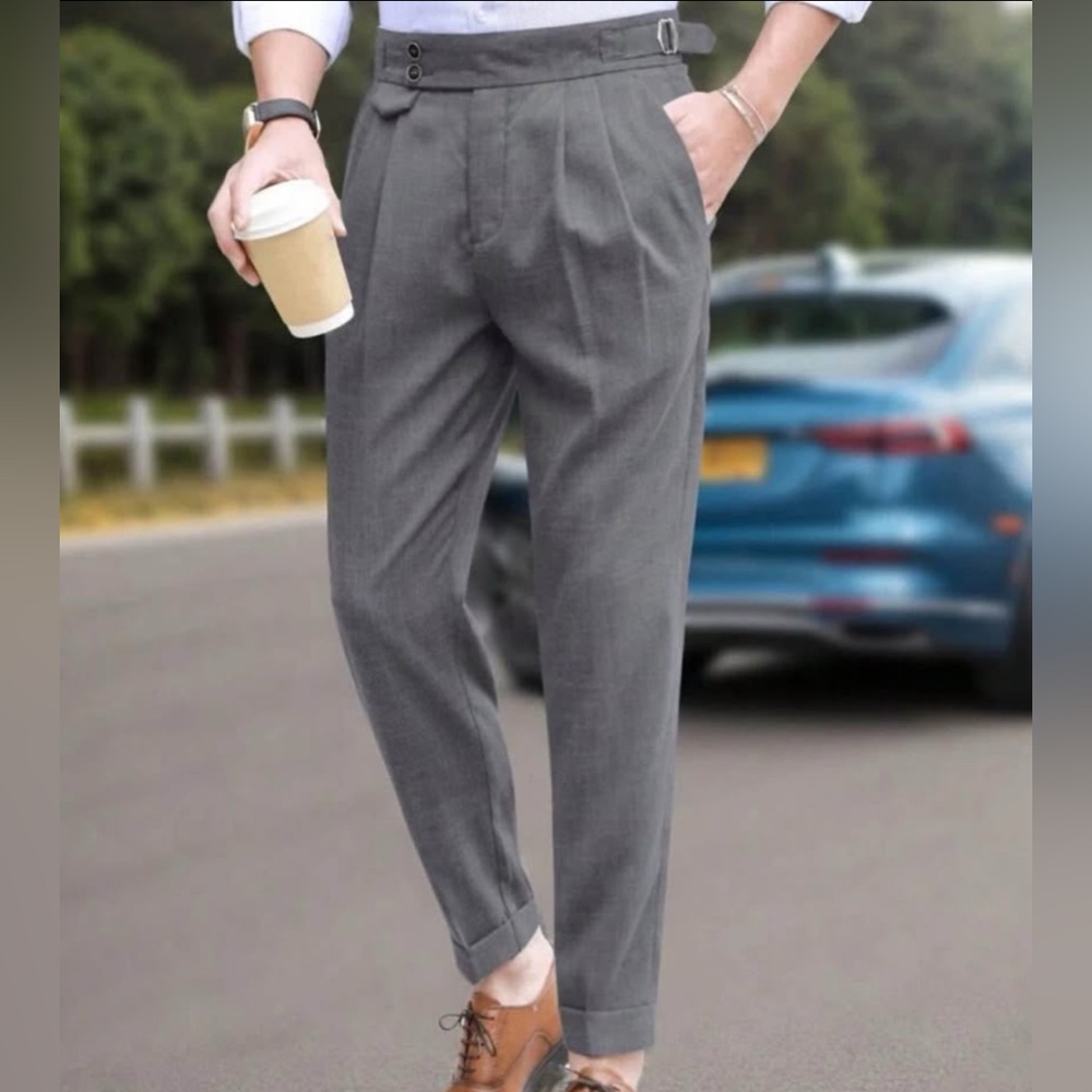 Stylish Gray Pleated Trousers